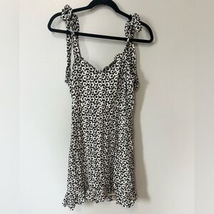 Black & White Floral Tie-Strap Sundress Lulus